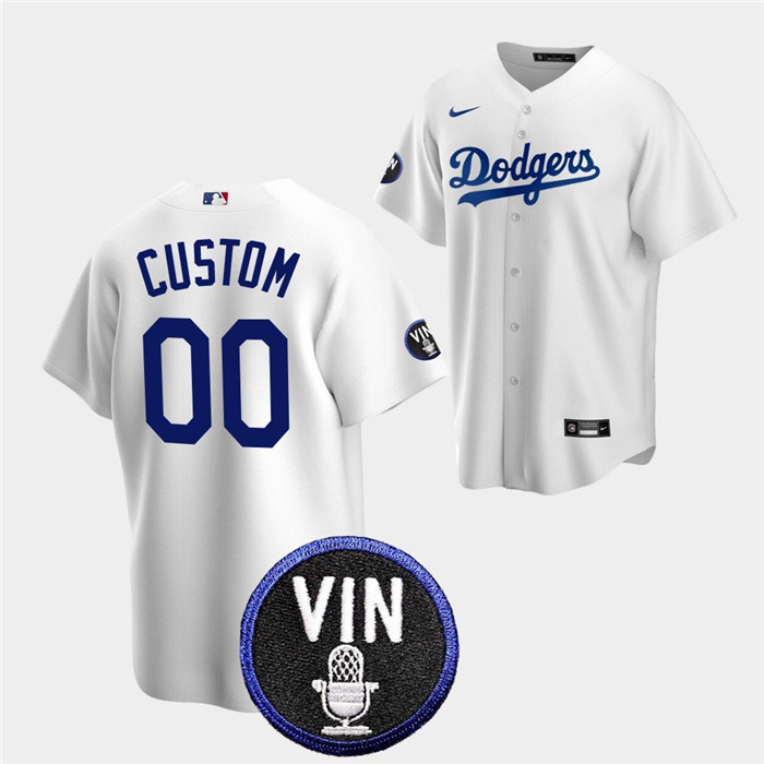 Men's Los Angeles Dodgers Active Player Custom 2022 White Vin Scully Patch Cool Base Stitched Baseball Jersey Men's Los Angeles Dodgers Active Player Custom 2022 White Vin Scully Patch Cool Base Stitched Baseball Jersey